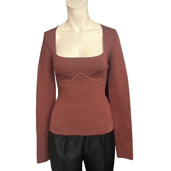 Nanushka Sweater Small Mio Corset Sweater Mahogany S - Picture 3 of 7